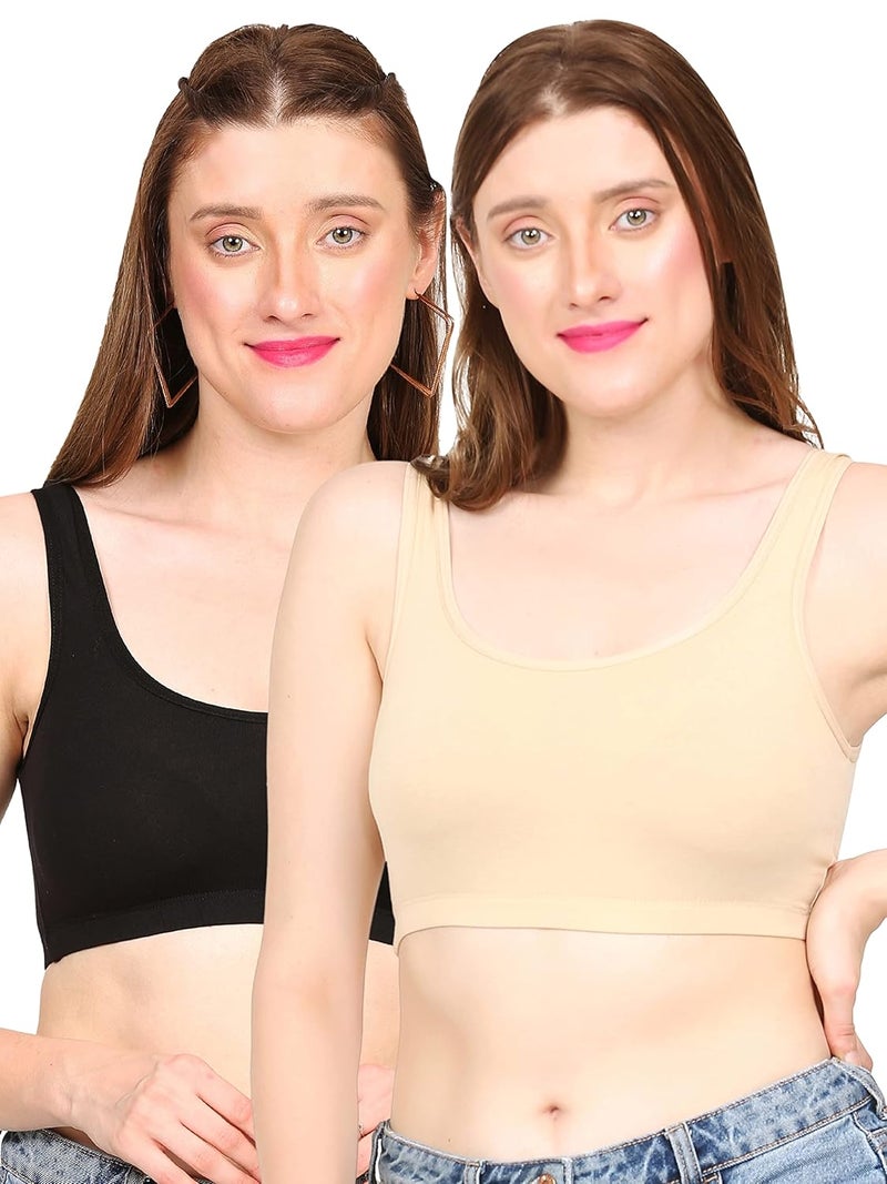 Mysha Cotton Full Coverage Non Padded Wire Free Air Sports Bra for Women (Pack of 2) - Image 1